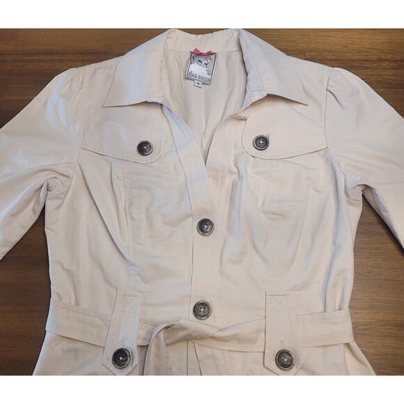 Yoana Baraschi Silk Blend Utility Midi Dress Khaki Size 6 Belted EUC - Picture 3 of 13